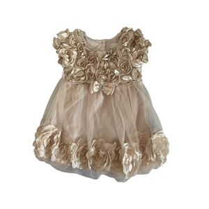 NANNETTE Baby Formal Rose Champaign Dress Size 18 Months